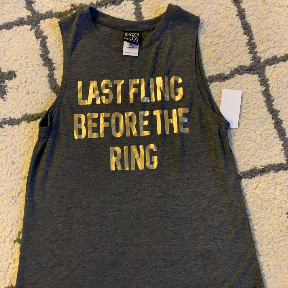 Grey muscle tank, great for bachelorette party